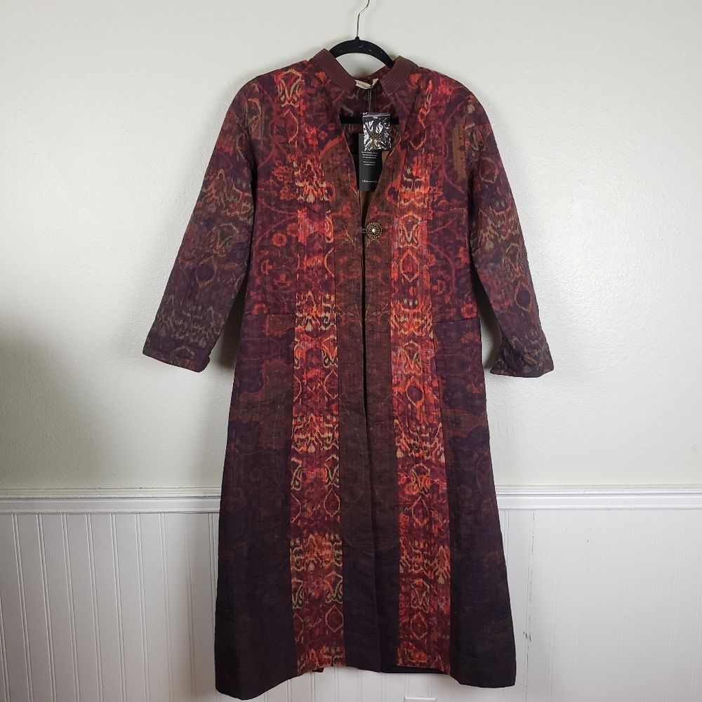 Women's Soft Surroundings Artist abstract Bedouin Duster Maxi Jacket Size PXS